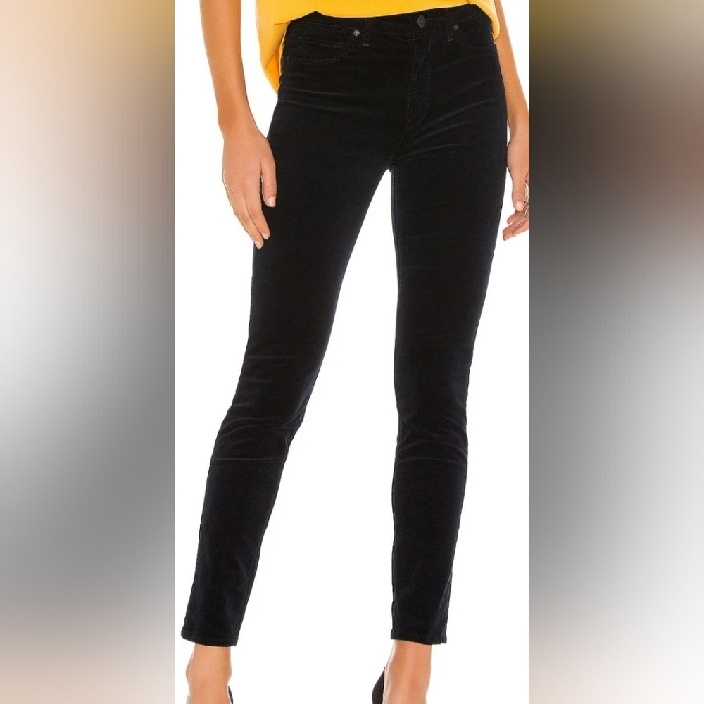 Hudson Barbara High Waist Ankle Skinny in Black Velvet